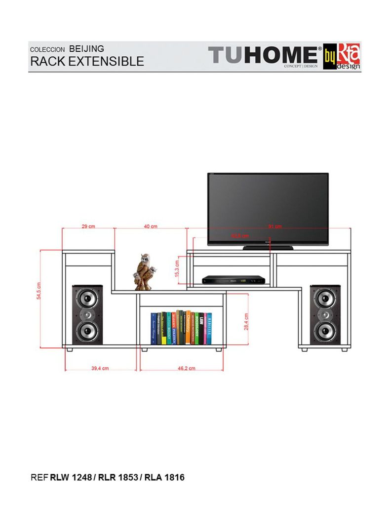 Combo Living Beijing Wengué Rack Extensible TV 40'' + Biblioteca Cubo-6