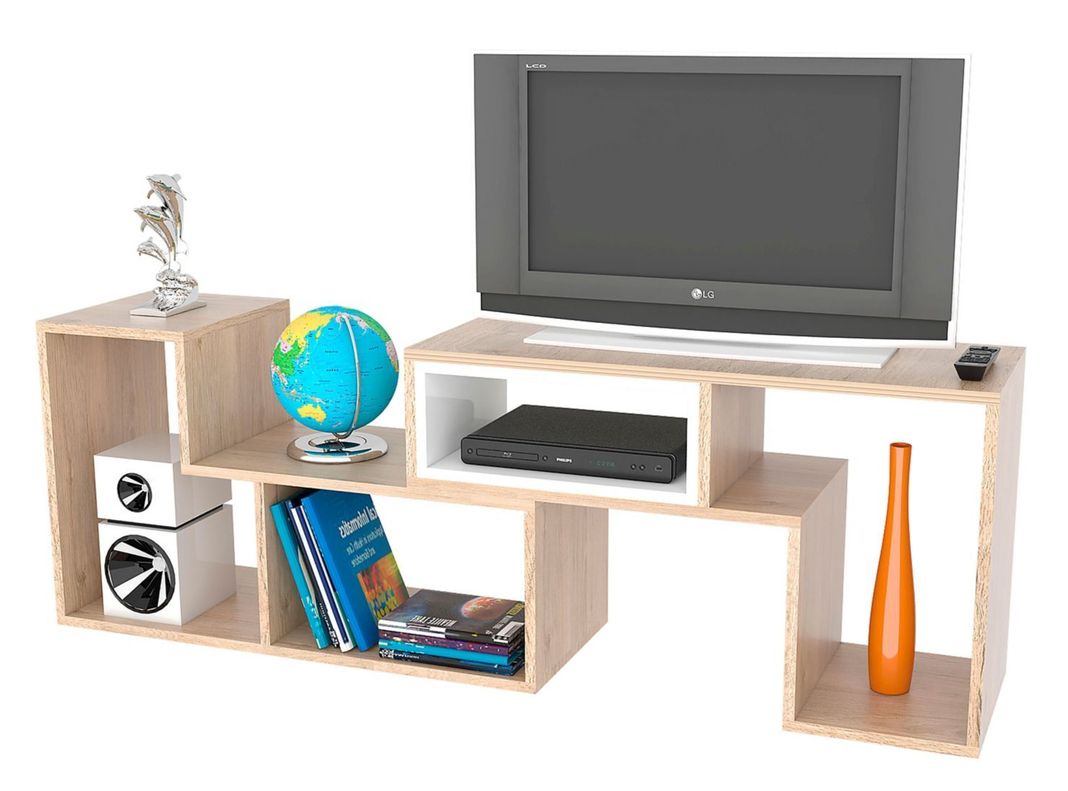 Combo TuHome Living Beijing Rovere Rack Extensible TV 40'' + Biblioteca Cubo TuHome-7