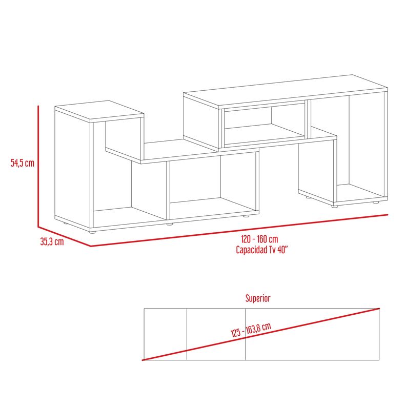 Combo TuHome Living Beijing Rovere Rack Extensible TV 40'' + Biblioteca Cubo TuHome-1