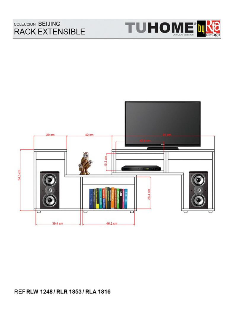 Combo Living Beijing Wengué Rack Extensible TV 40'' + Biblioteca Escalera-6
