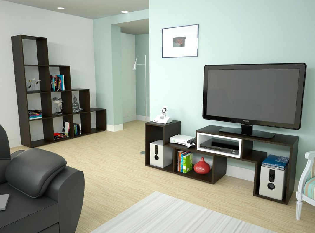Combo Living Beijing Wengué Rack Extensible TV 40'' + Biblioteca Escalera-7