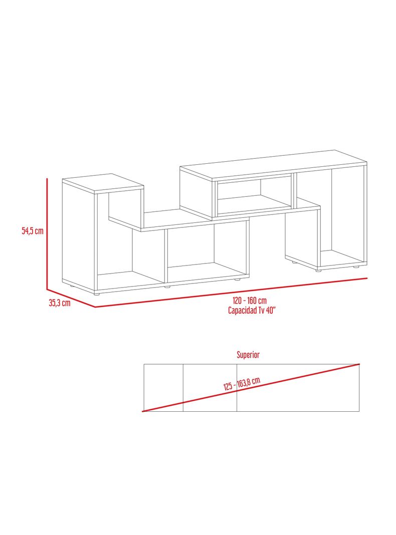 Combo Living Beijing Rovere Rack Extensible TV 40'' + Biblioteca Escalera-2