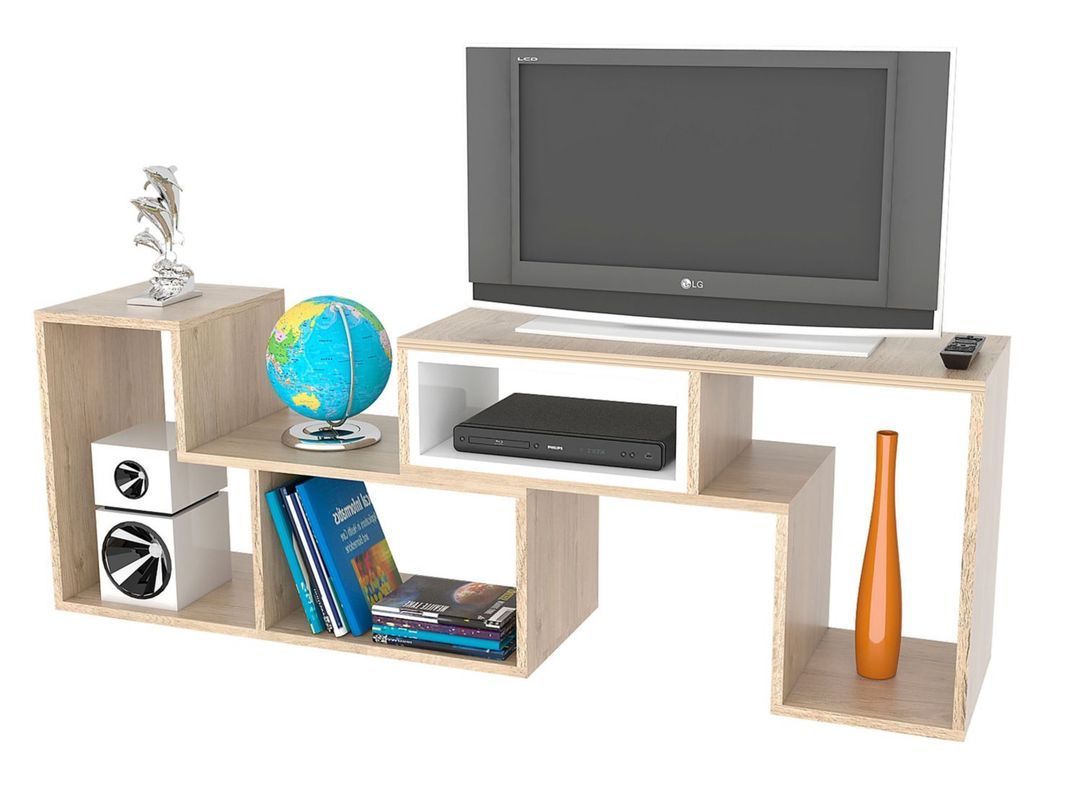 Combo Living Beijing Rovere Rack Extensible TV 40'' + Biblioteca Escalera-5