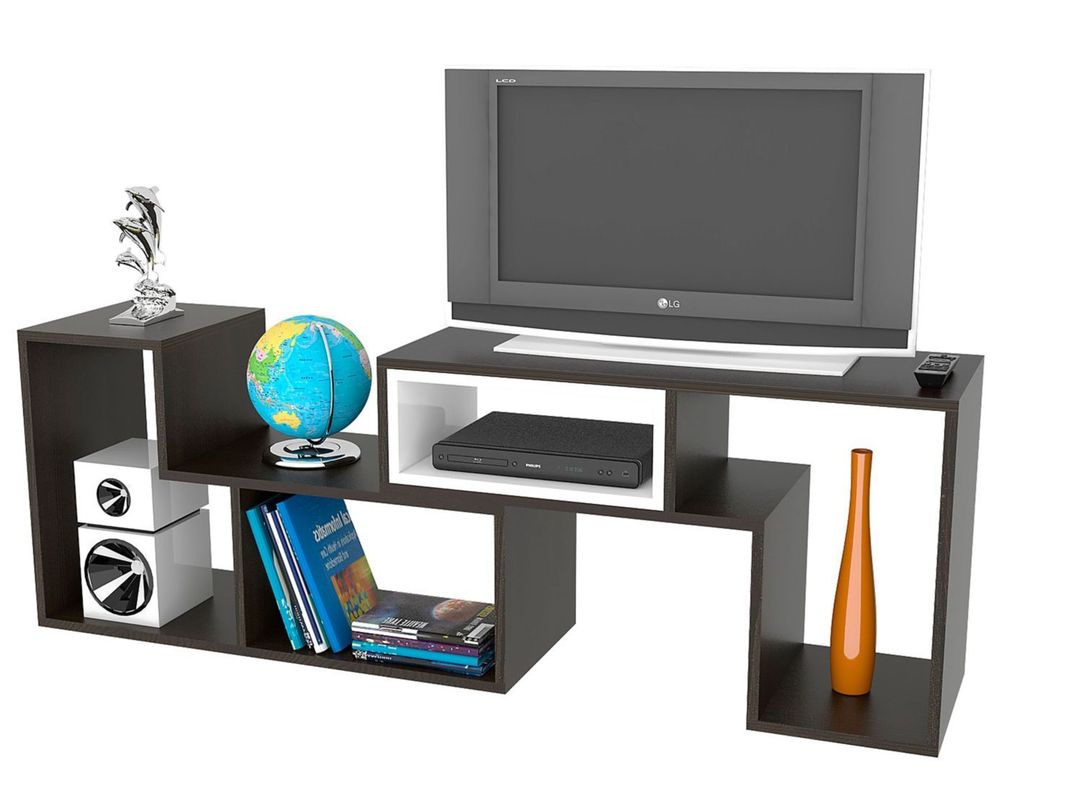 Combo Living Beijing Wengué Rack Extensible TV 40'' + Biblioteca Escalera + Mesa de Centro TuHome-9