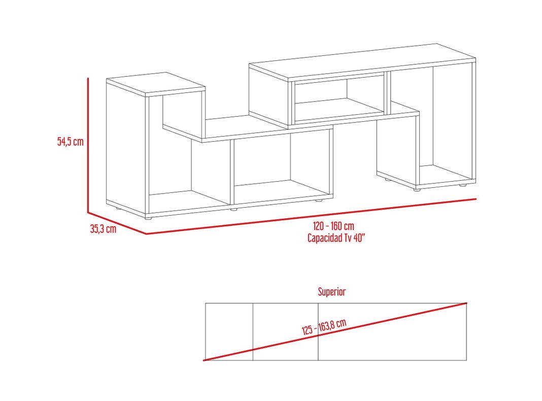 Combo Living Beijing Wengué Rack Extensible TV 40'' + Biblioteca Escalera + Mesa de Centro TuHome-1