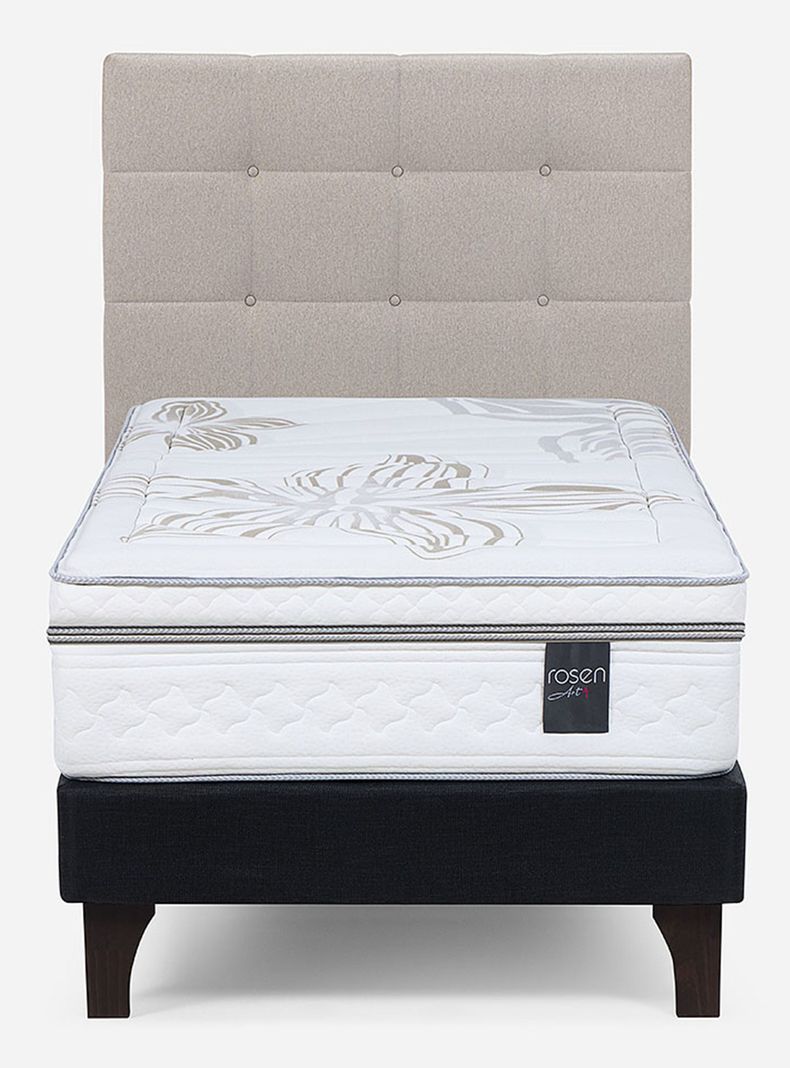 Cama Europea Art 4 1.5 Plazas + Respaldo Issey-1