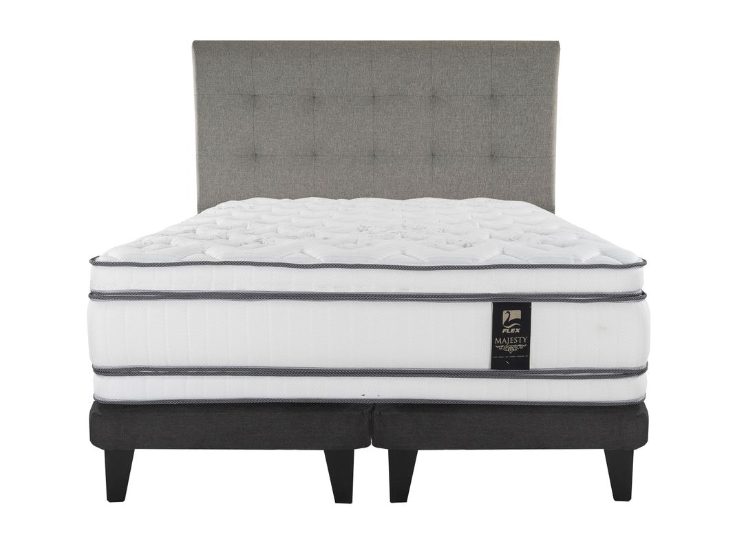 Cama Europea Majesty Súper King Base Dividida Grafito + Respaldo Design Gris-0