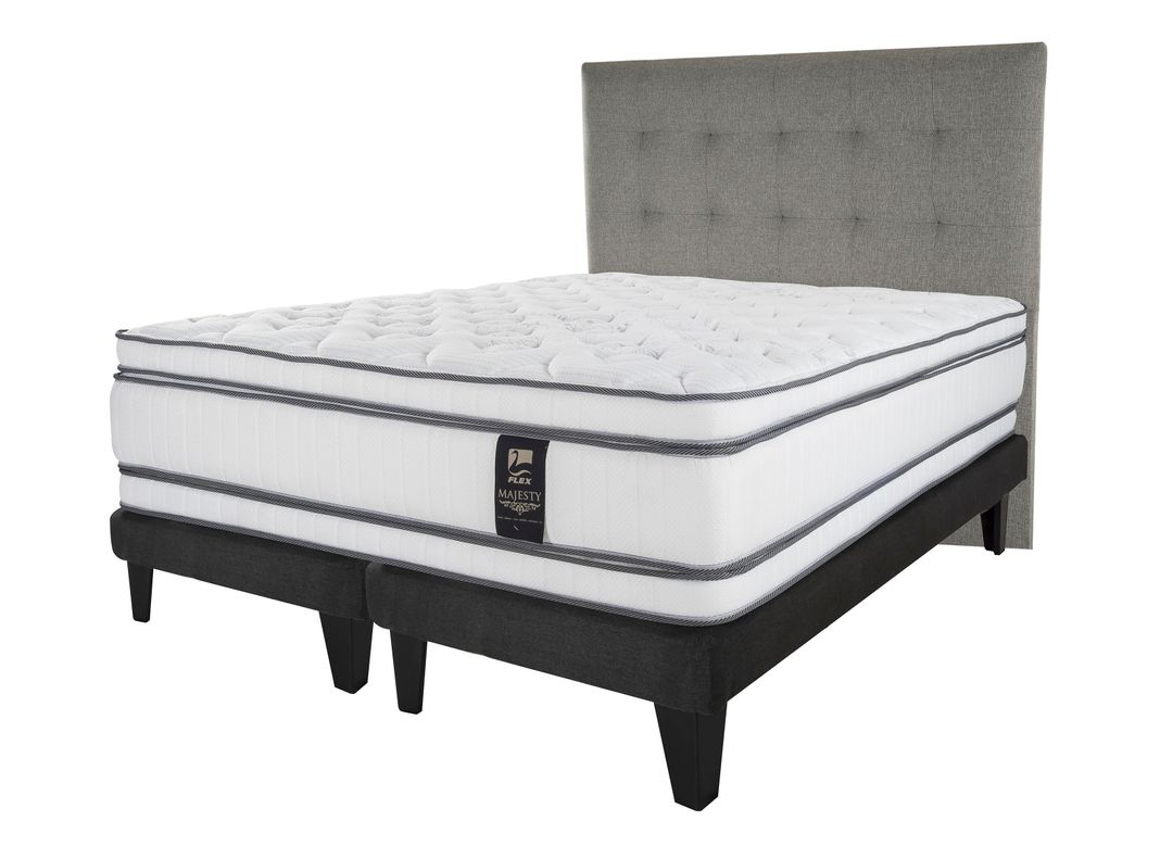 Cama Europea Majesty Súper King Base Dividida Grafito + Respaldo Design Gris-1
