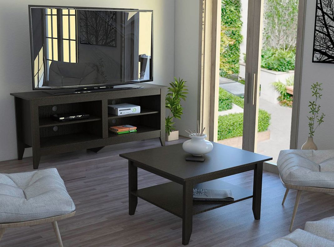 Combo Living Essential Wengué Rack TV 50'' + Mesa de Centro Attimo-1