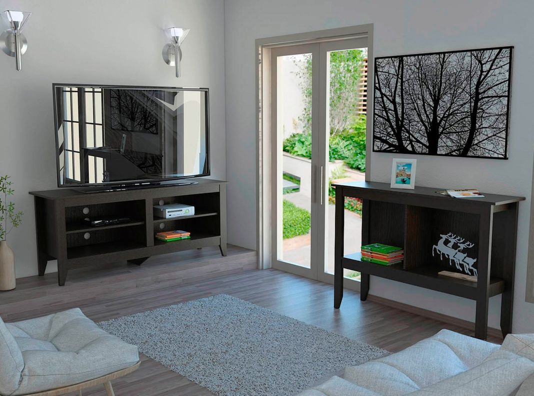 Combo TuHome Living Essential Wengué Rack TV 50'' + Arrimo-1