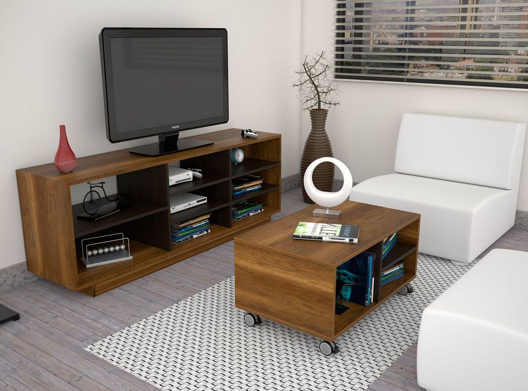 Combo de Living Classic Rack TV 58'' + Mesa de Centro Attimo-0