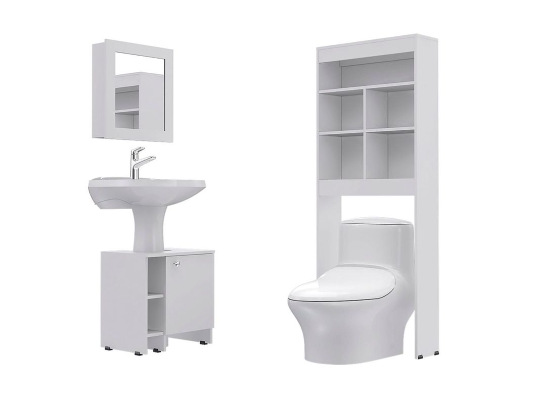 Combos Baño Big Bath Botiquín Espejo + Optimizador Lavamanos 47-A + Optimizador Espacios-0