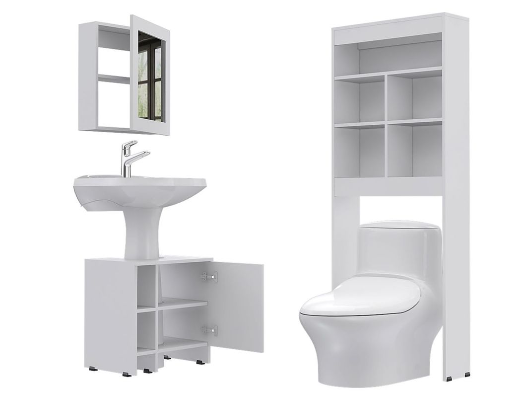 Combos Baño Big Bath Botiquín Espejo + Optimizador Lavamanos 47-A + Optimizador Espacios-1