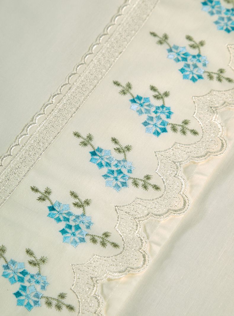 Sábanas 1.5 Plazas Broderie Calipso Crudo-2