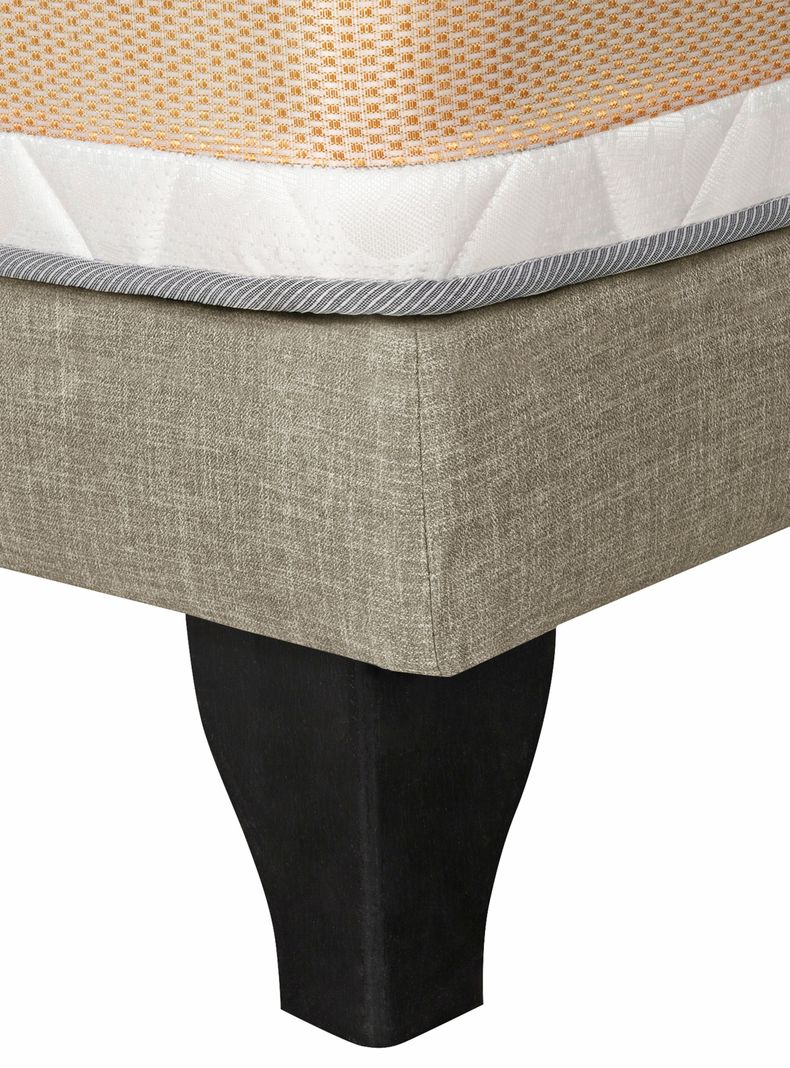 Cama Europea Premium 1 Plazas + Respaldo Beige-2