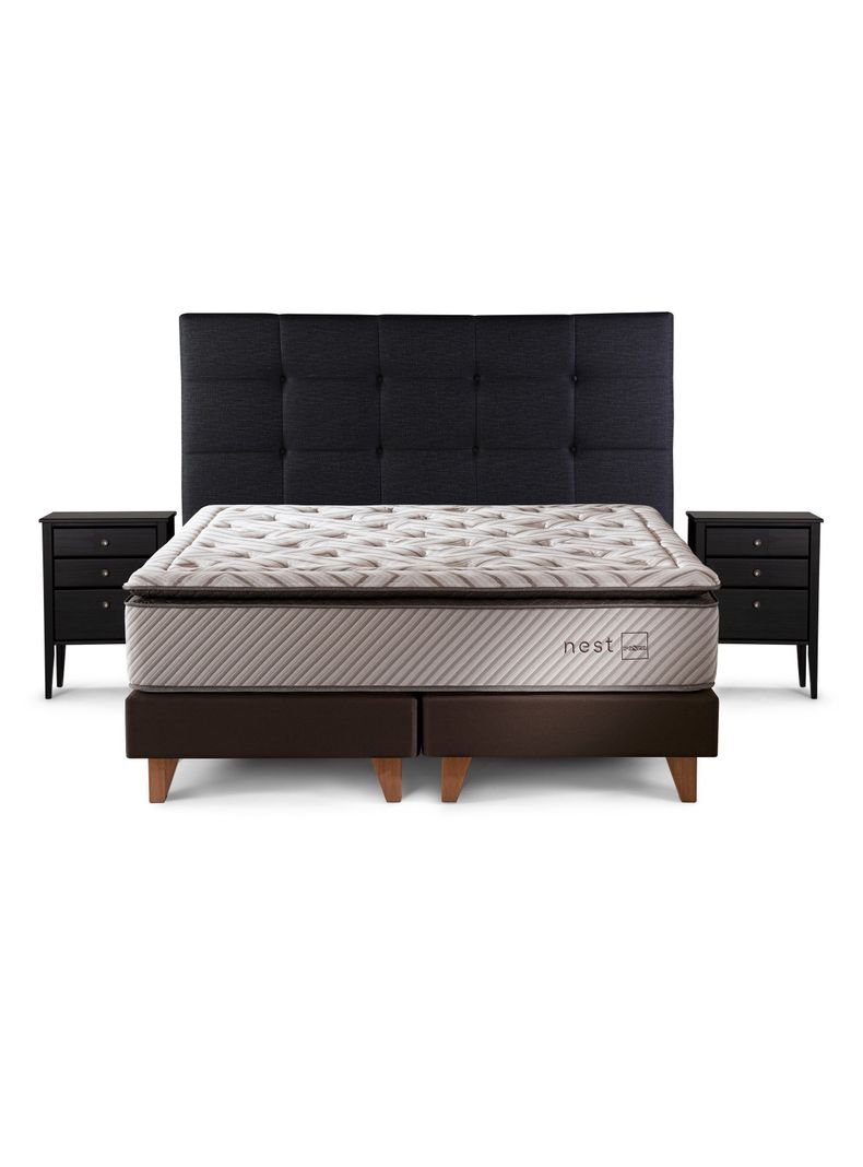 Cama Europea Nest 2 Plazas Base Dividida Issey Grafito-0