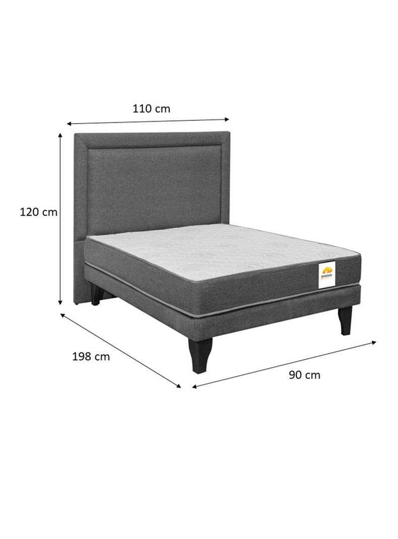 Cama Europea Silver 1 Plaza + Respaldo Chocolate-1