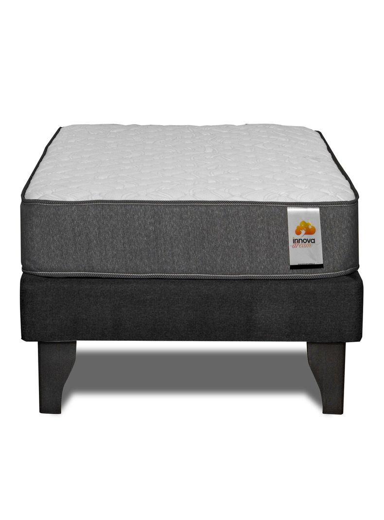 Cama Europea Silver 1 Plaza + Respaldo Negro-2