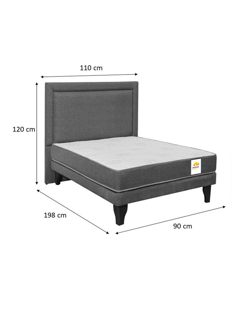 Cama Europea Silver 1 Plaza + Respaldo Negro-1