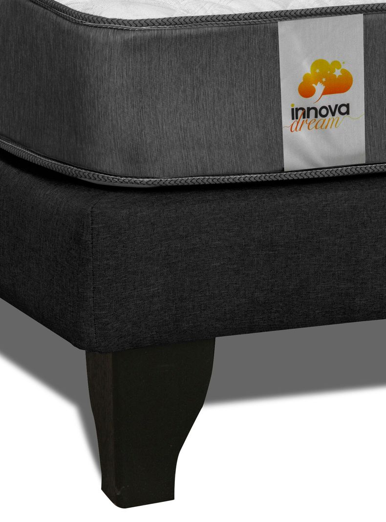 Cama Europea Silver 1 Plaza + Respaldo Negro-3