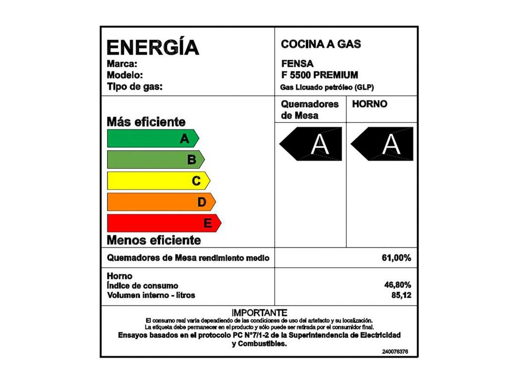 Cocina a Gas Fensa F5500 5 Quemadores-8