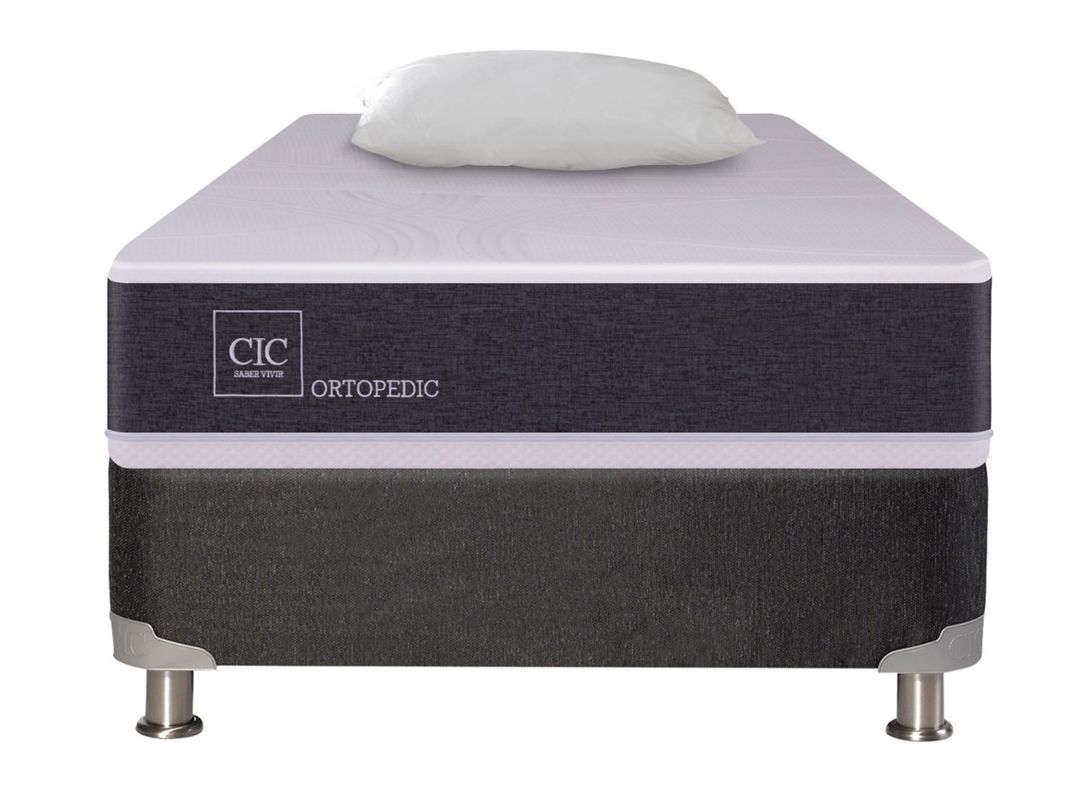 Box Spring New Ortopedic Black 1.5 Plazas + Almohada-1