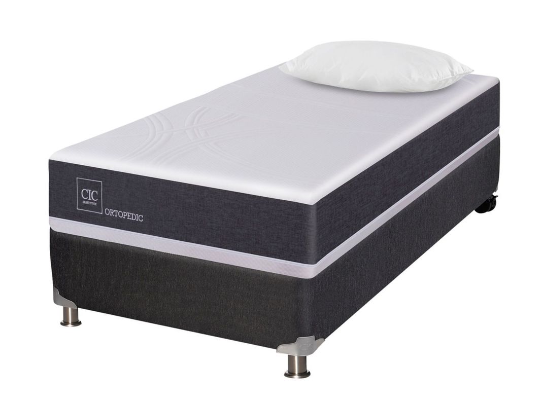 Box Spring New Ortopedic Black 1.5 Plazas + Almohada-0