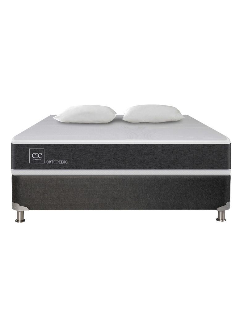 Box Spring Ortopedic Base 5 Black 2 Plazas Base Normal + Almohadas-1