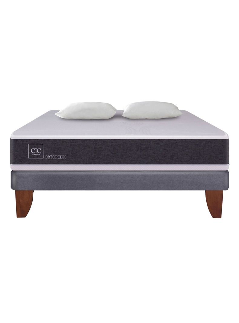 Cama Europea New Ortopedic 2 Plazas Base Normal + Almohadas-1