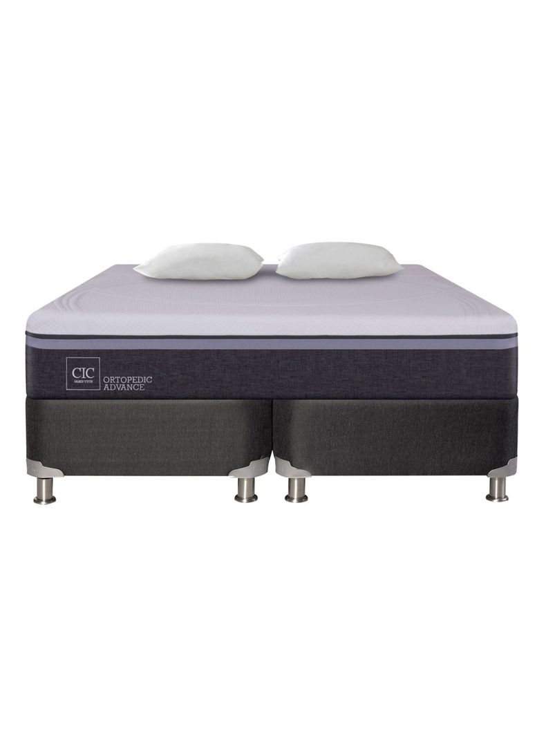 Box Spring B5 Black Ortopedic Advance 2 Plazas Base Dividida + Almohadas-1
