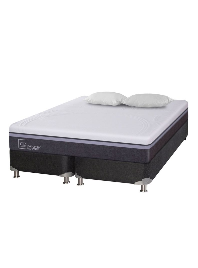 Box Spring B5 Black Ortopedic Advance 2 Plazas Base Dividida + Almohadas-0