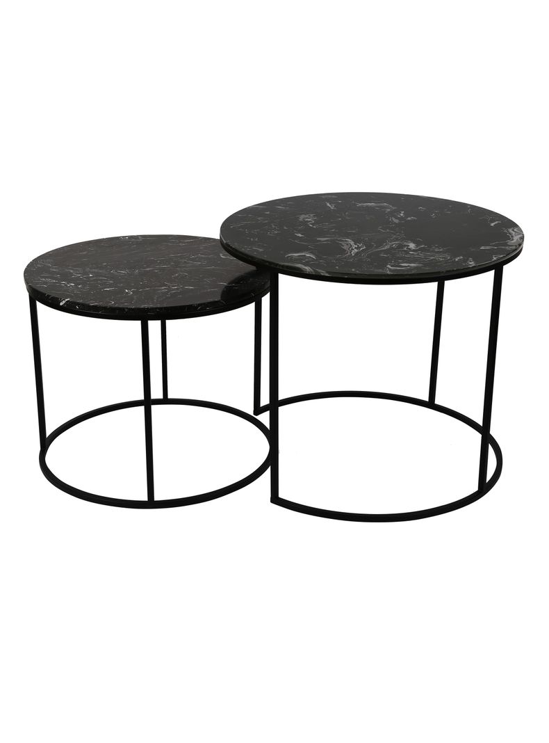 Set de 2 Mesas Mármol Negro