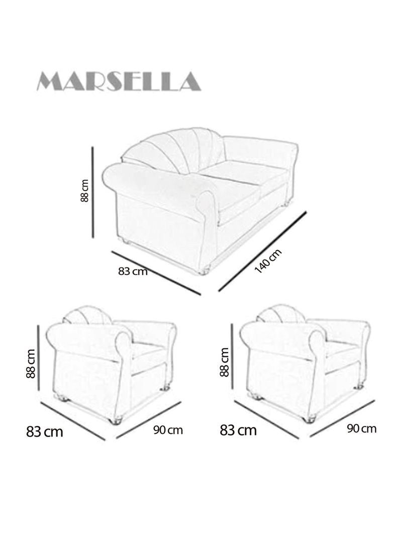 Juego Living Marsella 2 Cuerpos + Sillones Tela/Pu-1