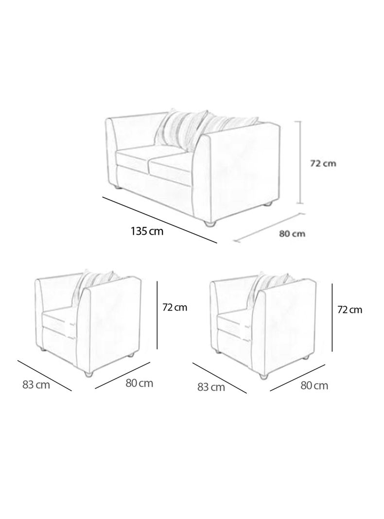 Juego Living Valentino 2 Cuerpos + Sillones Tela/PU-1