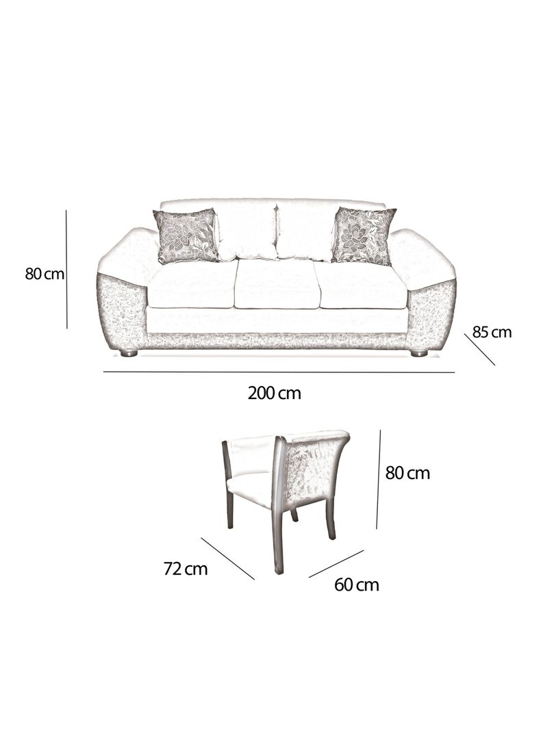 Juego Living Houston 3 Cuerpos + Sitiales Tela/PU-1