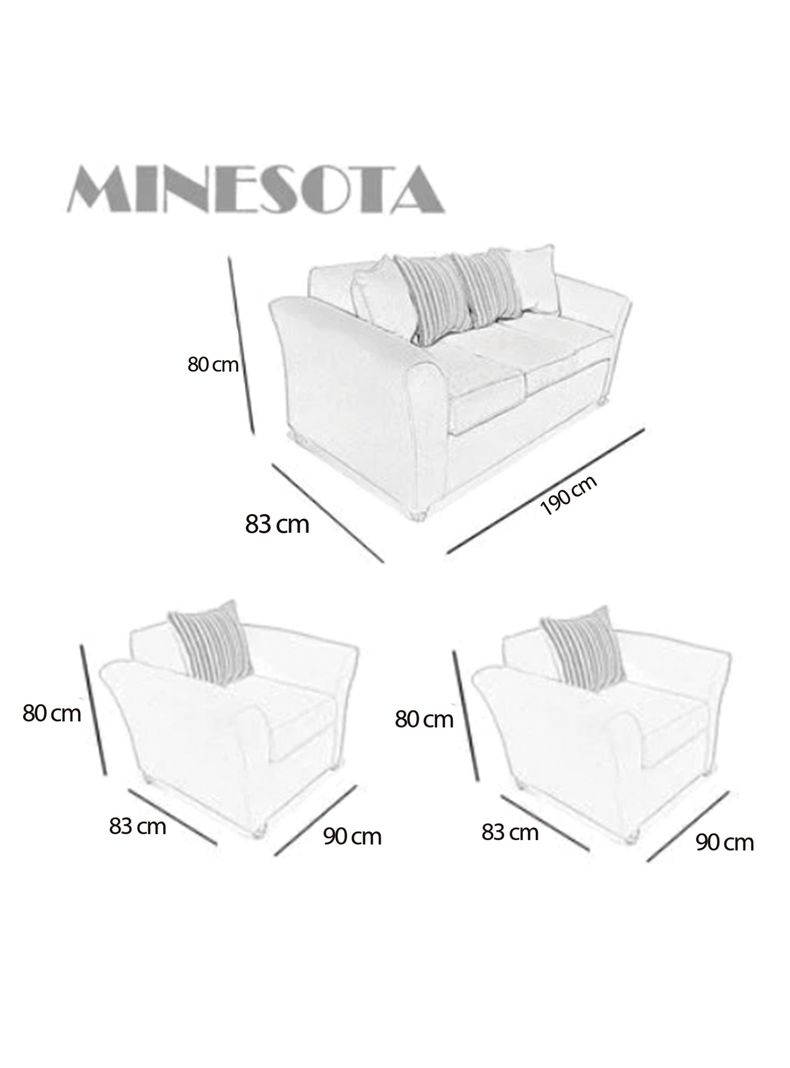 Juego Living Minesota 3 Cuerpos + Sillones Tela/PU-1
