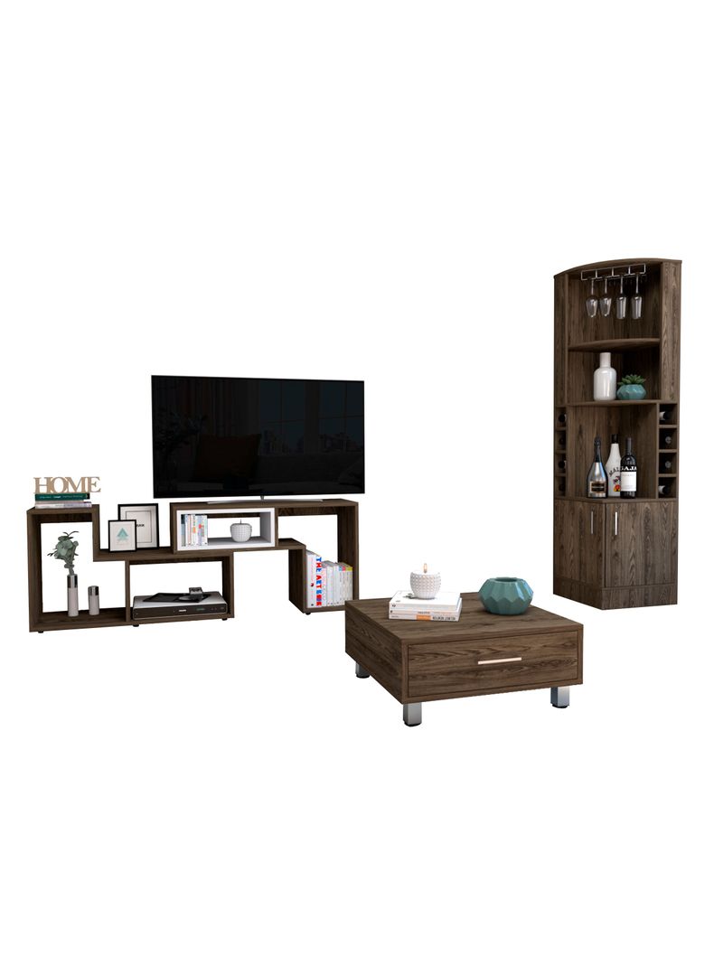 Bar Esquinero + Rack Extensible TV40" + Mesa Centro-0
