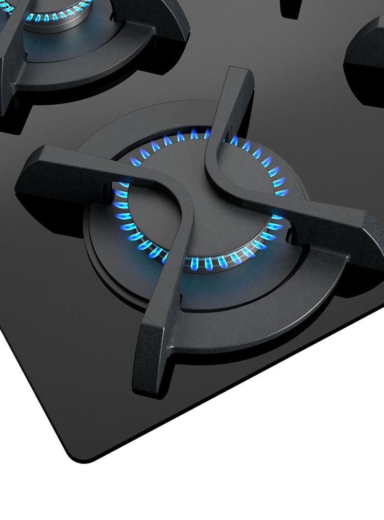 Cocina a Gas Cristal 4 Quemadores GBC 64003 KBN Negro-5
