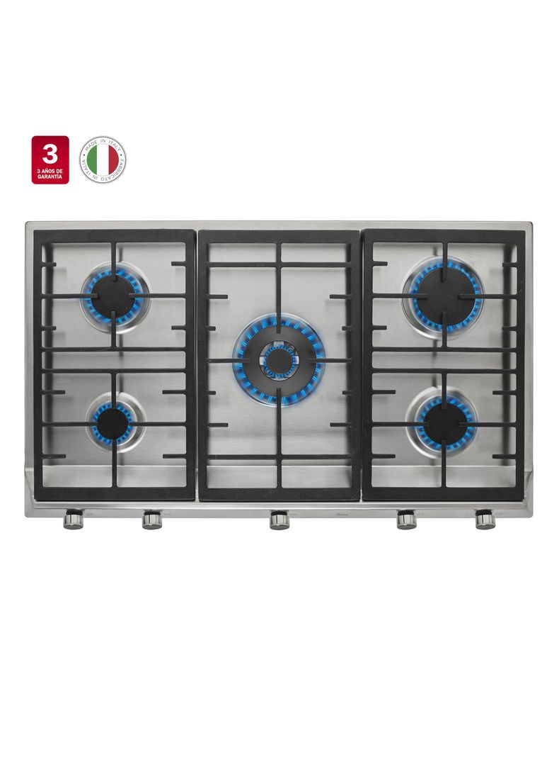Encimera a Gas 5 Quemadores EX 90.1 5G AI AL DR CI Plata-2