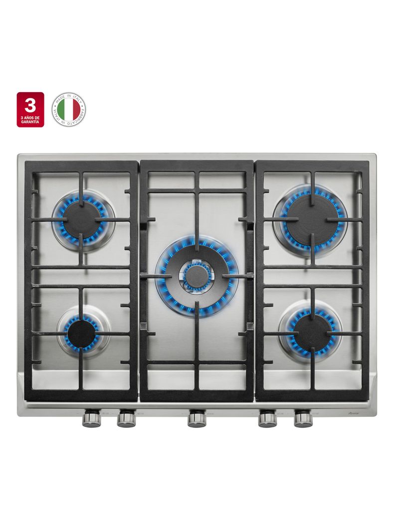Encimera a Gas 5 Quemadores EX 70.1 5G AI AL DR CI Plata-2