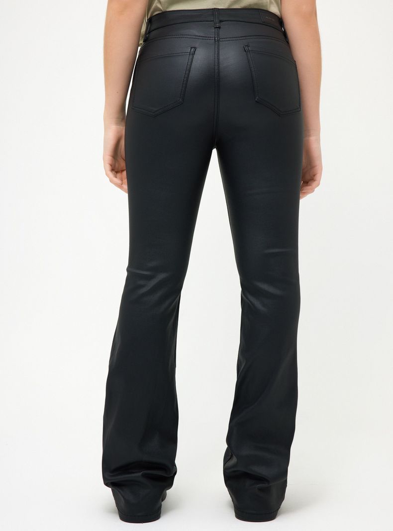 Pantalón Eco Cuero Flare Tiro Medio-1