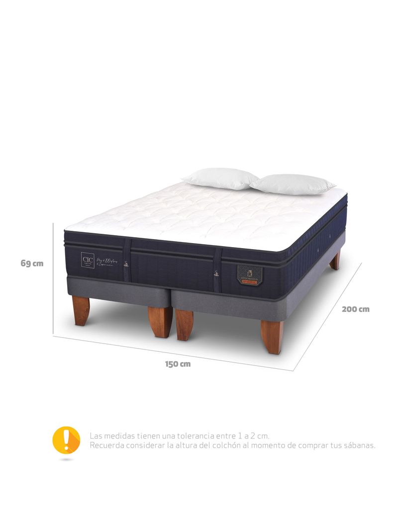 Cama Europea Super Premium 2 Plazas Base Dividida + Almohada-1
