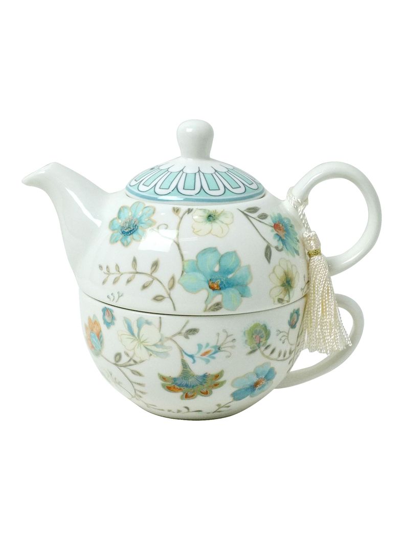 Tetera y Taza Flor Celeste-2