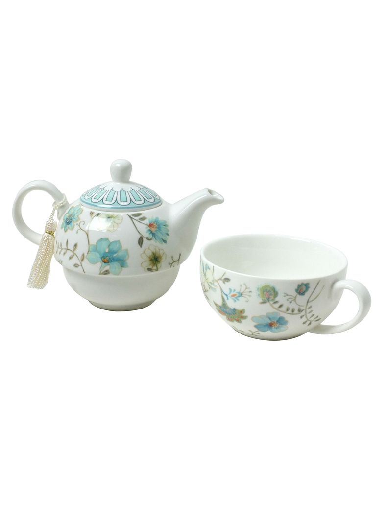 Tetera y Taza Flor Celeste-4