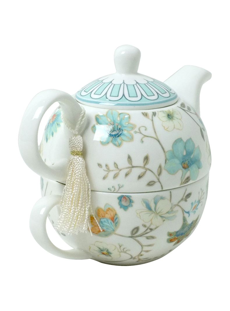Tetera y Taza Flor Celeste-3