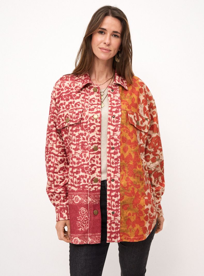 Chaqueta Estampada con Broches