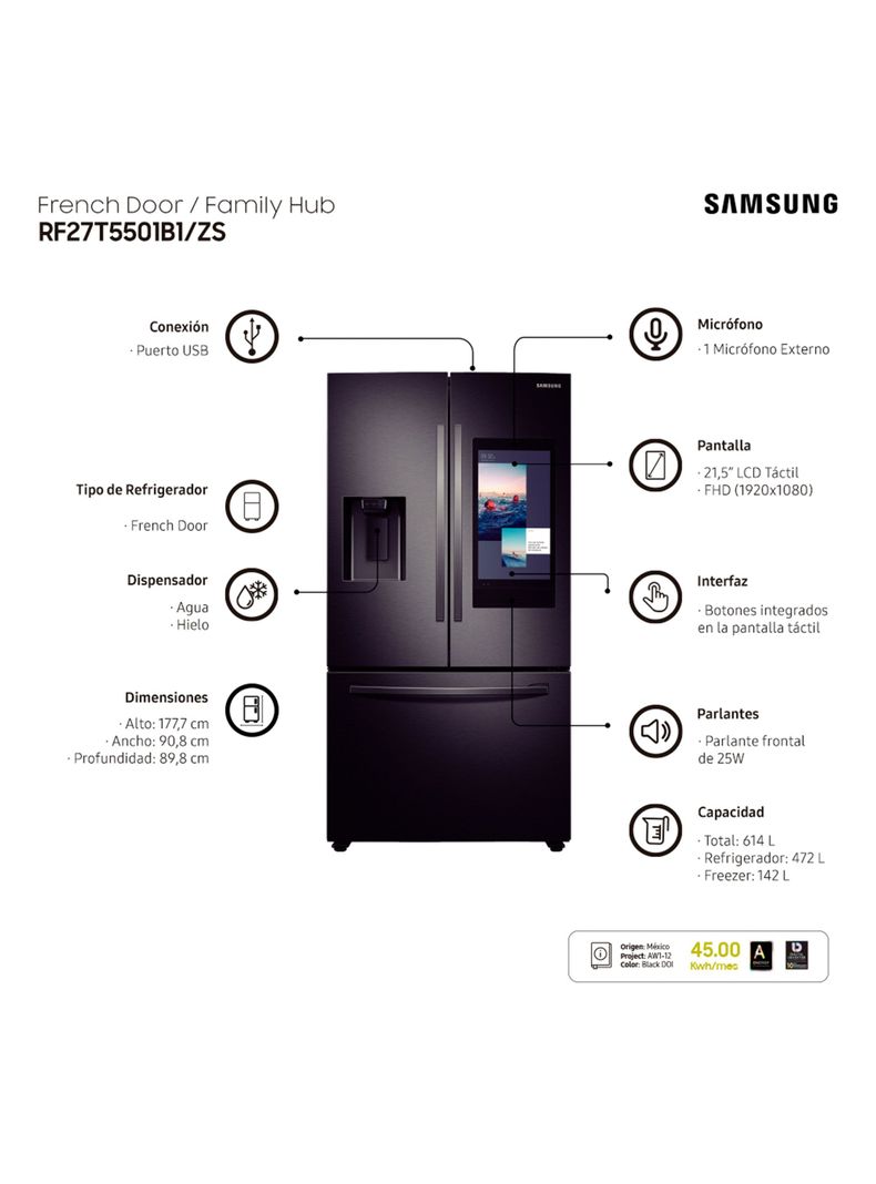 Refrigerador Side by Side No Frost 614 Litros RF27T5501B1/ZS-6