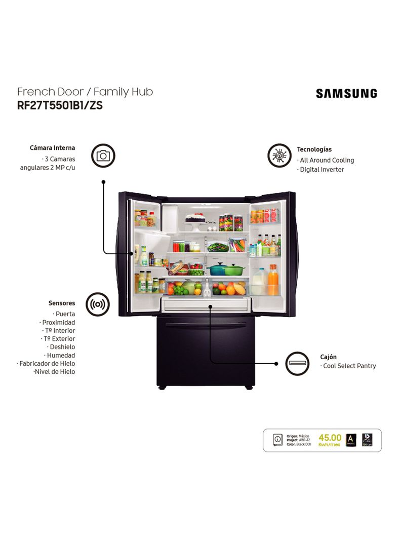 Refrigerador Side by Side No Frost 614 Litros RF27T5501B1/ZS-7