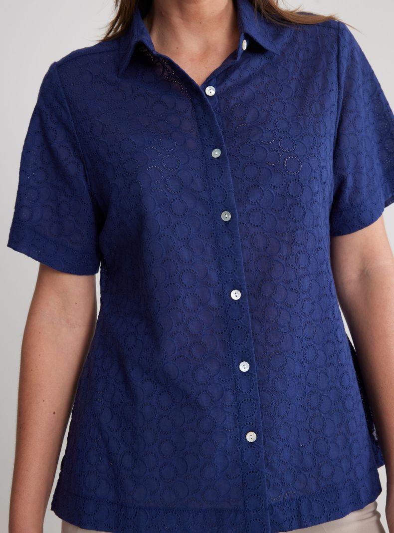 Blusa Camisa Broderie Manga Corta-3