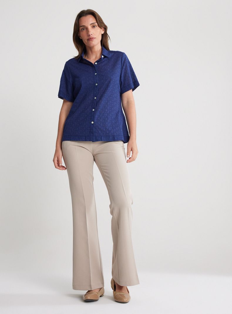 Blusa Camisa Broderie Manga Corta-4